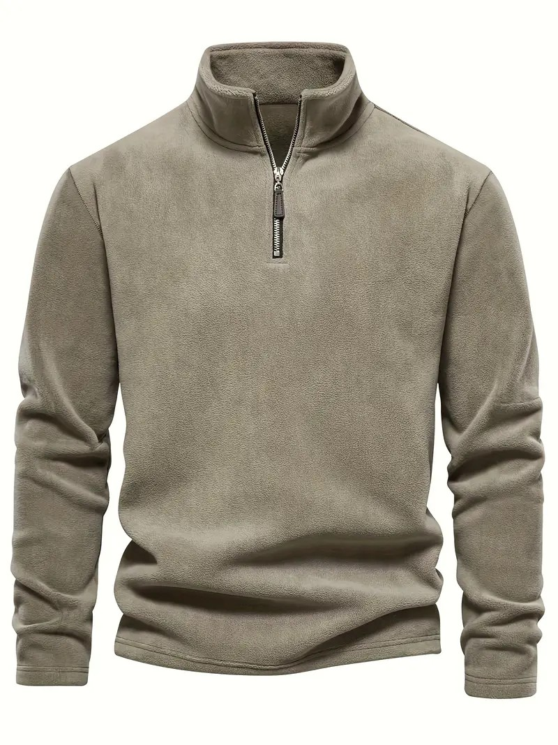 Mysig Fleece-Pullover med Dragkedja