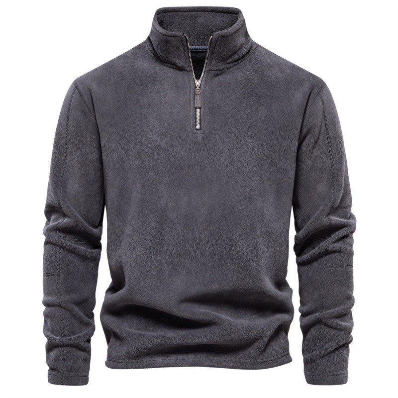 Mysig Fleece-Pullover med Dragkedja